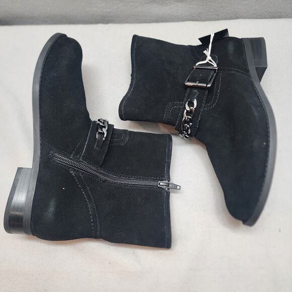 Vionic‎ Cresent Ankle Moto Boot Womens Black Suede Leather Chain Hardware Sz 6.5 - Picture 4 of 9